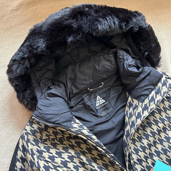 NEW Gsou Snow One Piece Ski Snowboard Faux Fur Hood Waterproof Suit Medium - Picture 4 of 11